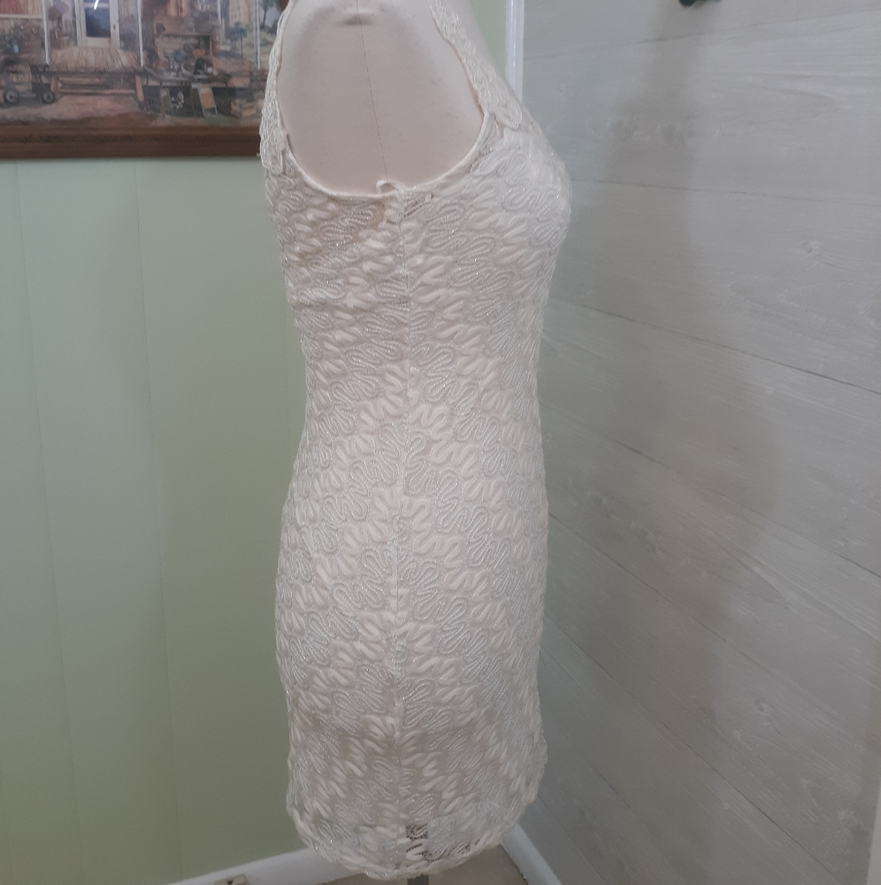 Free people bodycon metallic lace dress sz XS *Q - Picture 4 of 8